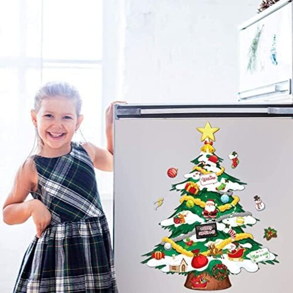 9 Pieces Christmas Tree Snowman Refrigerator Magnets Decorations Set Xmas Magnet - Picture 2 of 7